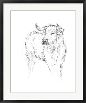 Framed Bull Study I Print