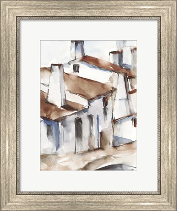Framed White Cottages I Print