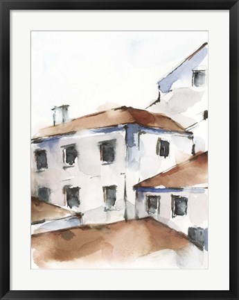 Framed White Cottages III Print