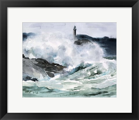 Framed Lighthouse Waves II Print