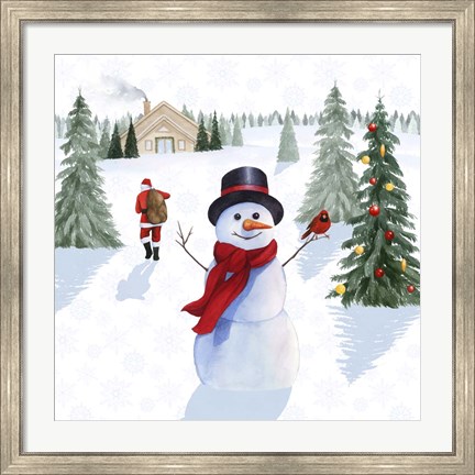 Framed Santa&#39;s Snowmen I Print