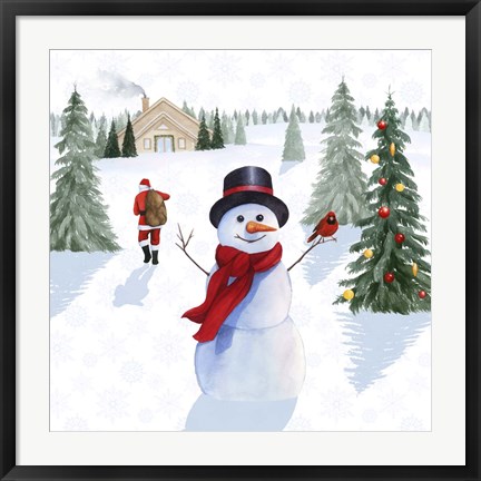 Framed Santa&#39;s Snowmen I Print