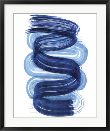 Framed Blue Swish I Print