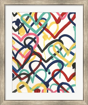 Framed Heart Scribbles II Print