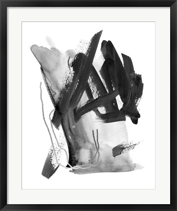 Framed Black &amp; Grey Collide I Print