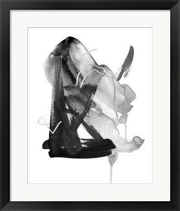 Framed Black &amp; Grey Collide II Print