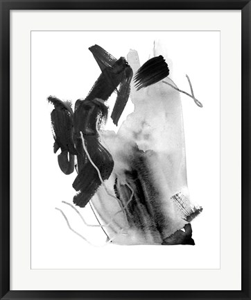 Framed Black &amp; Grey Collide III Print