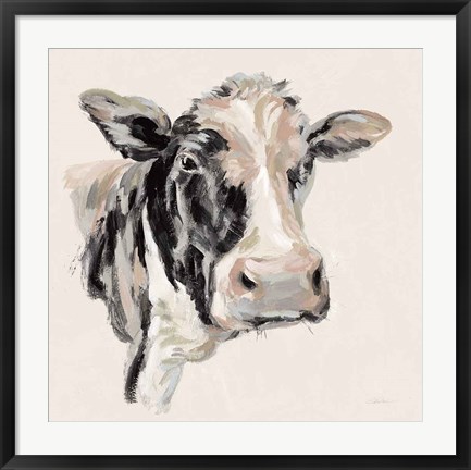 Framed Expressionistic Cow I Neutral Print