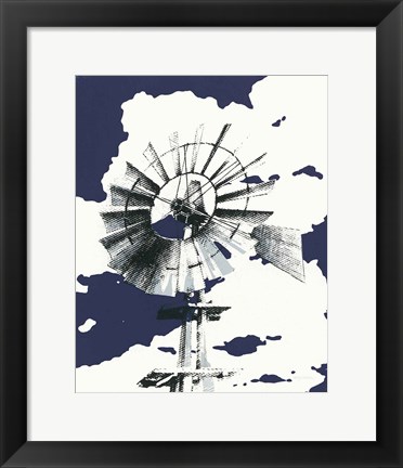 Framed Texas Wind Navy Crop Print