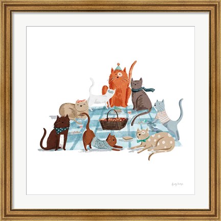 Framed Picnic Pets Cats I Print