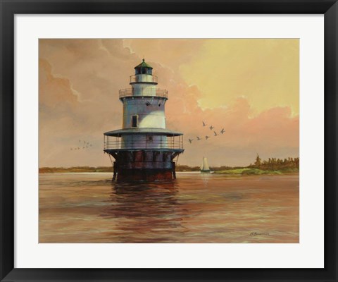 Framed Goose Neck Lighthouse - Maine Print