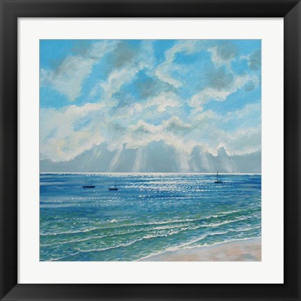 Framed Boats Moored in Morning Sun Print