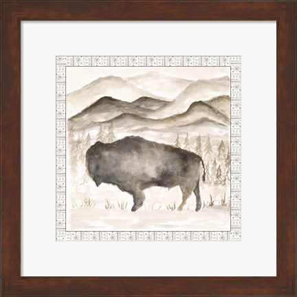 Framed Bison w/ Border Print