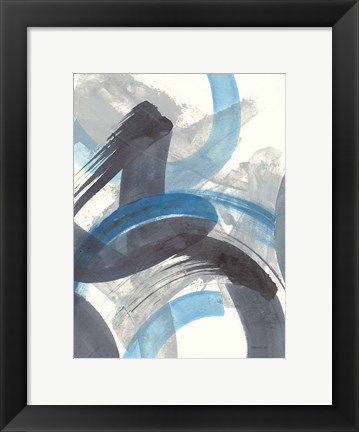 Framed Blue Brushy Abstract II Print