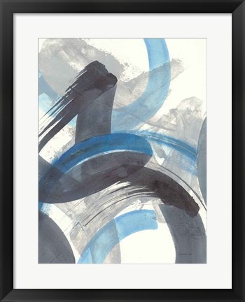 Framed Blue Brushy Abstract II Print