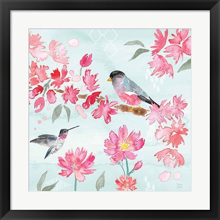 Framed Flowers and Feathers IV Print