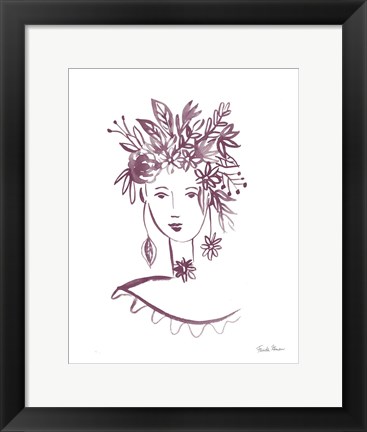 Framed Flower Girl I Plum Print