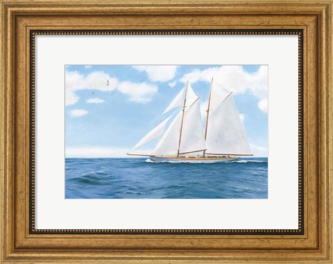 Framed Majestic Sailboat White Sails Print