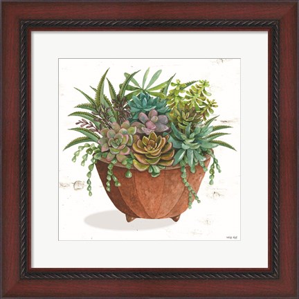 Framed Terracotta Succulents I Print