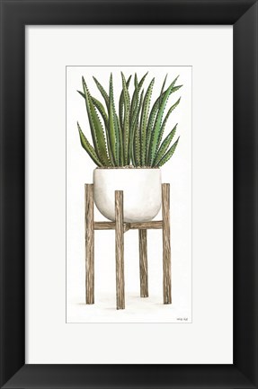 Framed White Pots on Stands II Print