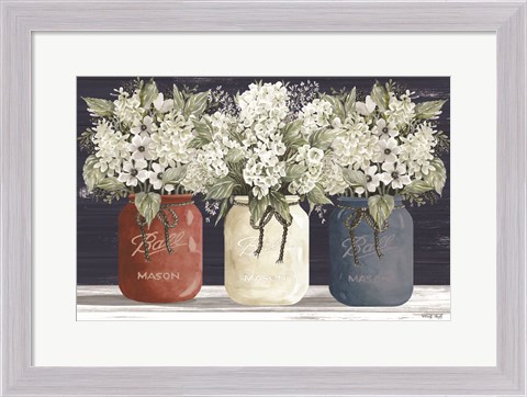 Framed Red, White &amp; Blue Jar Trio Print