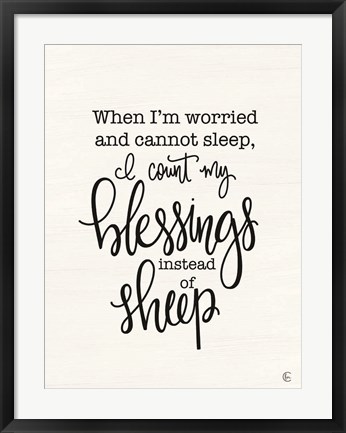 Framed Count Your Blessings Instead of Sheep Print