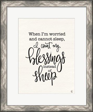 Framed Count Your Blessings Instead of Sheep Print