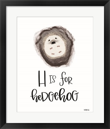 Framed H is for Hedgehog Print