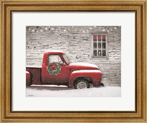 Framed Snowy Christmas Truck Print