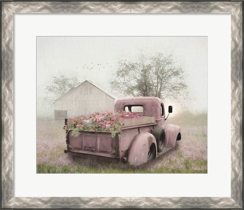 Framed Pink Flower Truck Print