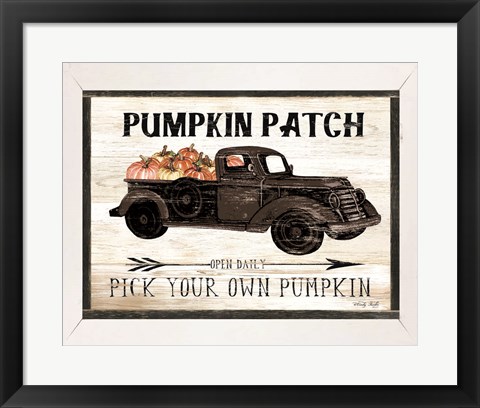 Framed Pumpkin Patch Black Truck Print