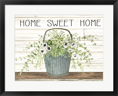 Framed Home Sweet Home Galvanized Bucket Print