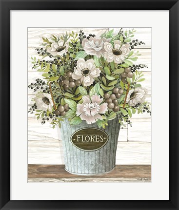 Framed Flores Galvanized Bucket Print