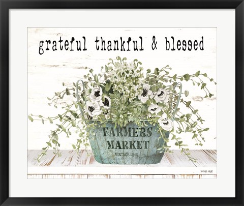 Framed Grateful Thankful &amp; Blessed Print