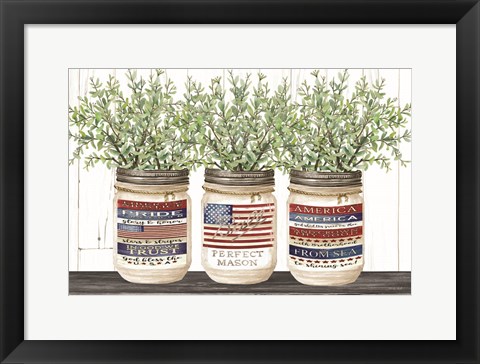 Framed Patriotic Glass Jar Trio I Print