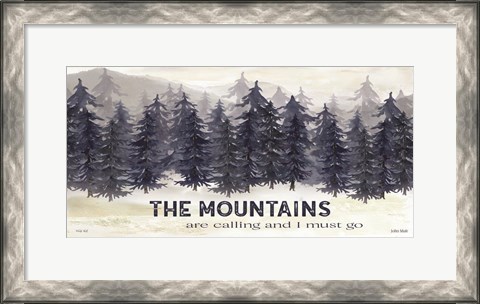 Framed Navy Trees The Mountains Print