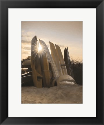 Framed Beach Kayaks Print