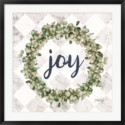 Framed Joy Eucalyptus Wreath Print