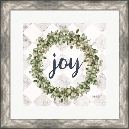 Framed Joy Eucalyptus Wreath Print