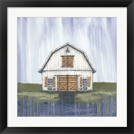 Framed White Garden Barn Print