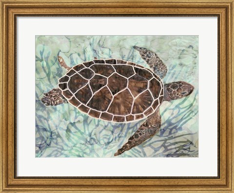 Framed Sea Turtle Collage 1 Print