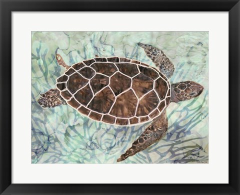 Framed Sea Turtle Collage 1 Print