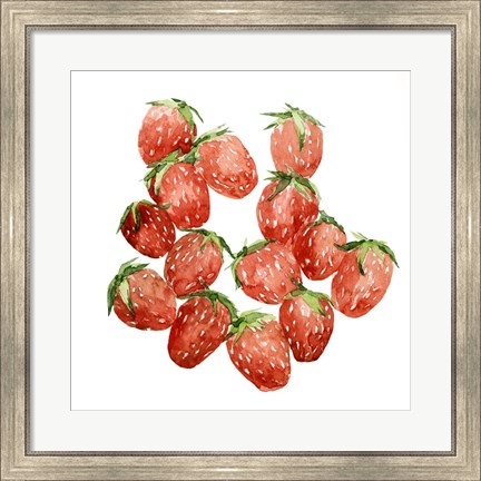Framed Strawberry Picking I Print