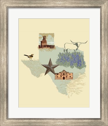 Framed Illustrated State-Texas Print