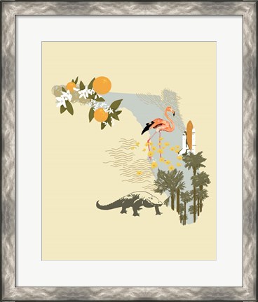 Framed Illustrated State-Florida Print