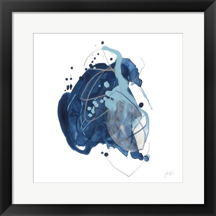 Framed Blue Ink Blot I Print