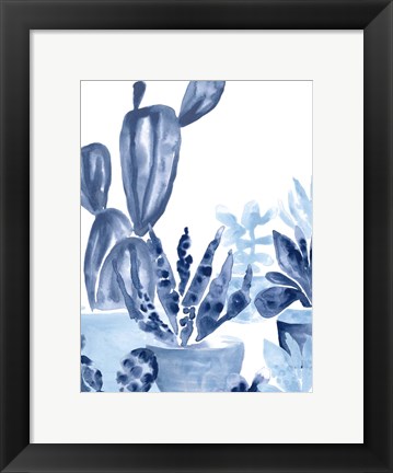 Framed Indigo Succulent IV Print