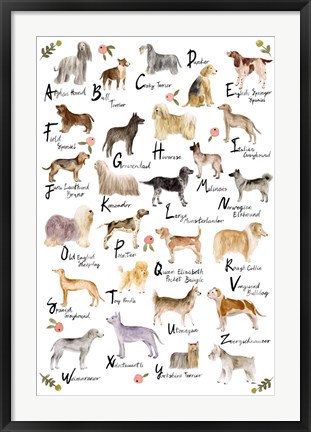 Framed Dog Alphabet Print