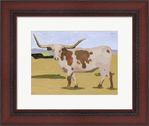 Framed Longhorn Cattle I Print