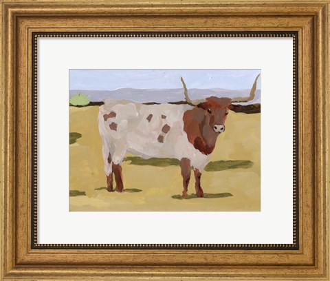 Framed Longhorn Cattle II Print